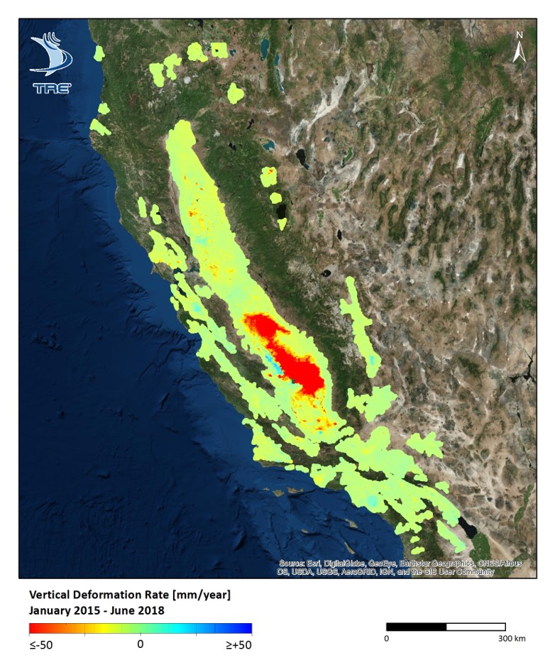 InSAR Map California subsidence