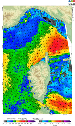 SAR wind imagery Corse